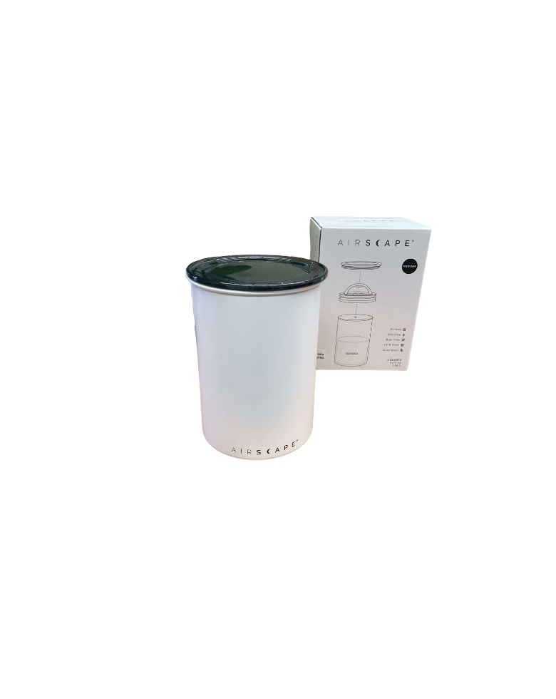 Airscape Classic Coffee Storage Vault: Chalk White/Charcoal (Matte White/Black)