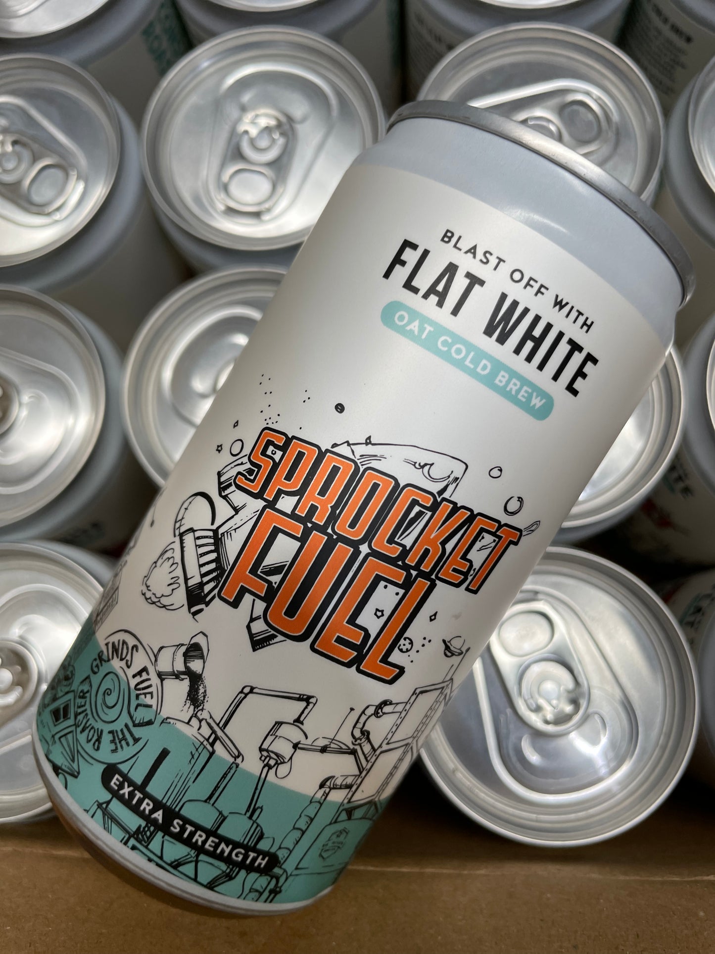 Sprocket Fuel: Cold Brew Flat White Cans