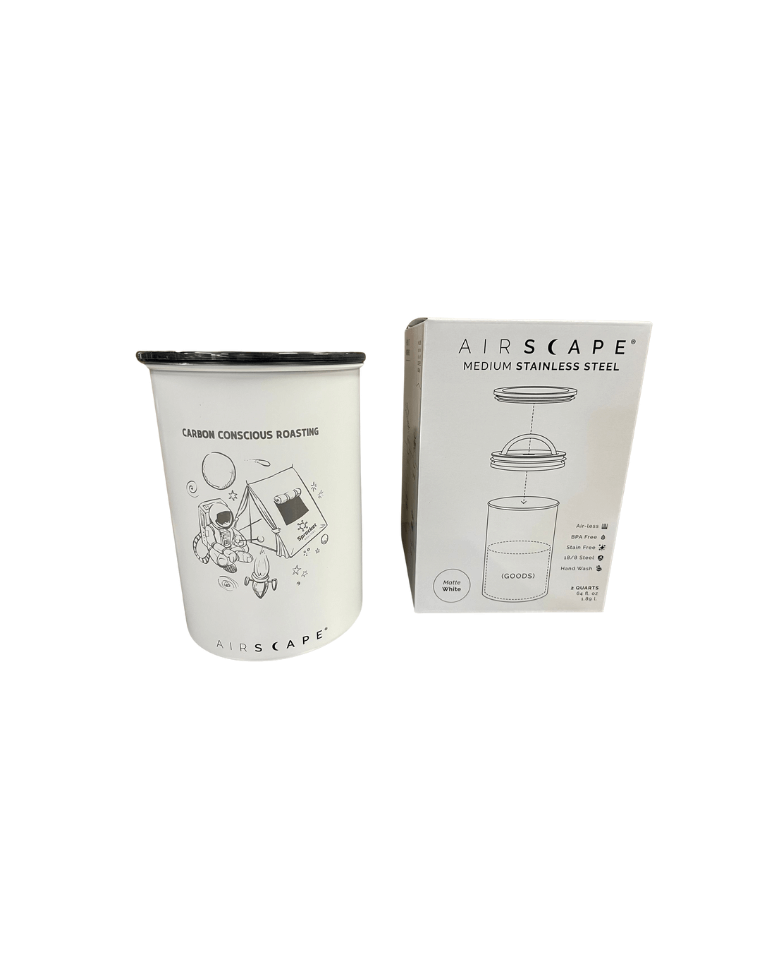 Airscape Classic Coffee Storage Vault: Chalk White/Charcoal (Matte White/Black)